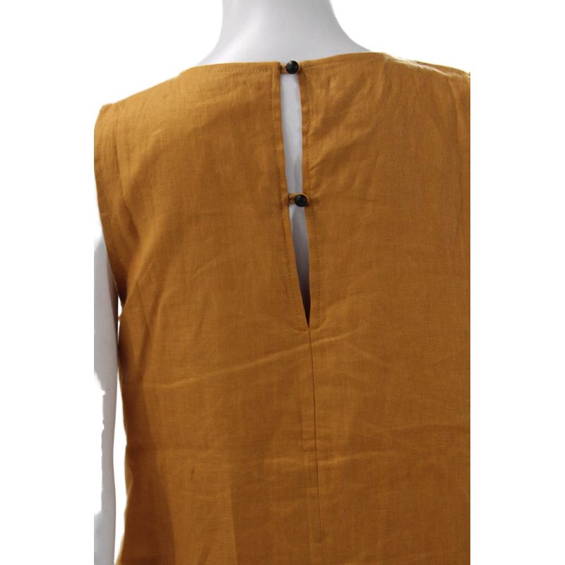 Fibflx Womens Orange Trapeze Swing Linen Midi Dress Sleeveless Size S — image 4 of 6